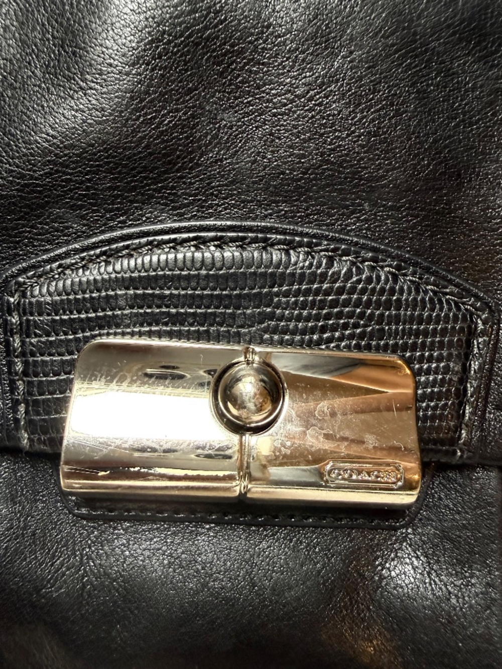Coach Kristin Black Leather Hobo Bag Purse Handbag With Silver Trim - Picture 7 of 9